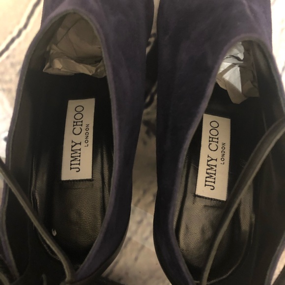 Jimmy Choo Vaunt Suède Bootie in Ink/Black - Picture 10 of 12